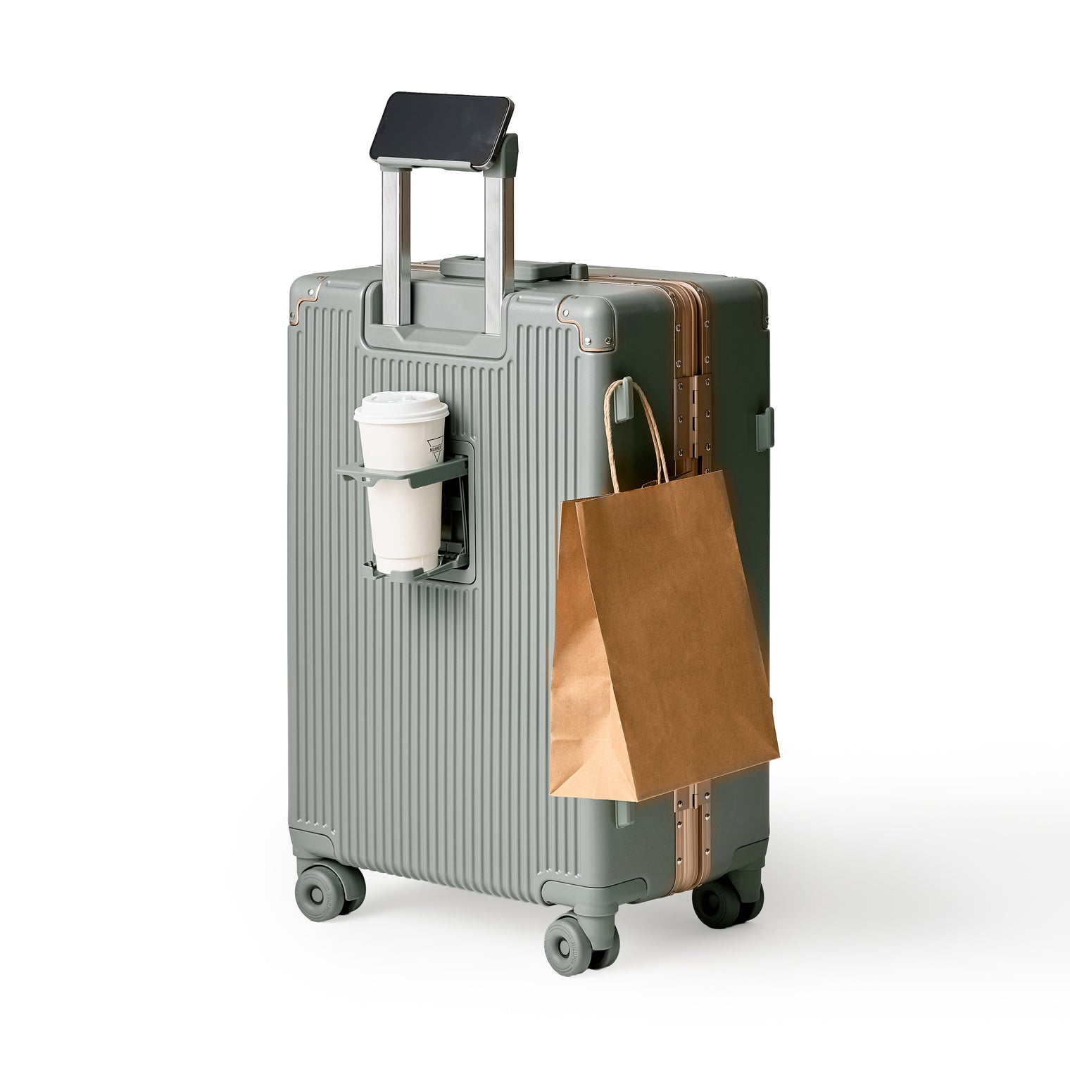 215進化形！ スーツケース 大型 ワンタッチ式カップホルダー キャリーケース 超軽量アルミフレーム 静音ダブルキャスター