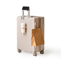 215進化形！ スーツケース 大型 ワンタッチ式カップホルダー キャリーケース 超軽量アルミフレーム 静音ダブルキャスター