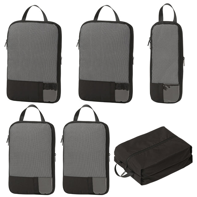 6点セット 圧縮ポーチ トラベルポーチ 圧縮 セット ポーチ 旅行 大容量 メッシュ 通気性 軽量 出張 衣類スペース 50％ 節約